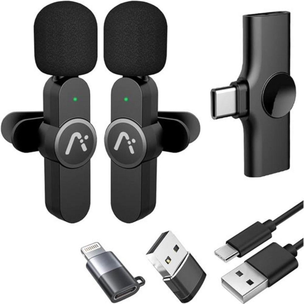 Wireless Mics, Wireless Clip on Microphones, Lapel Microphone A2d One Pair Two